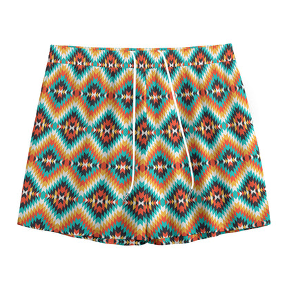 Ethnic Native American Pattern Print Mesh Shorts