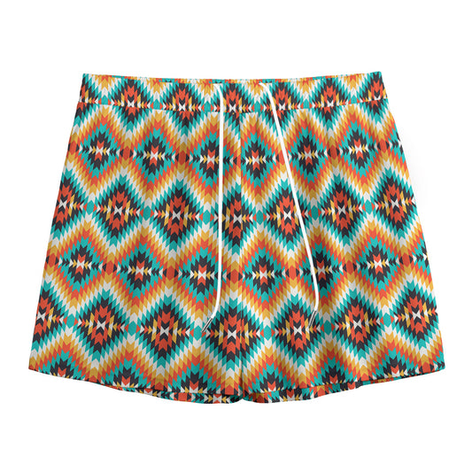 Ethnic Native American Pattern Print Mesh Shorts