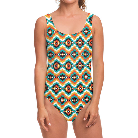 Ethnic Native American Pattern Print One Piece Swimsuit