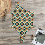 Ethnic Native American Pattern Print One Shoulder Bodysuit
