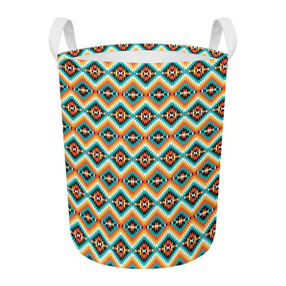 Ethnic Native American Pattern Print Round Laundry Basket