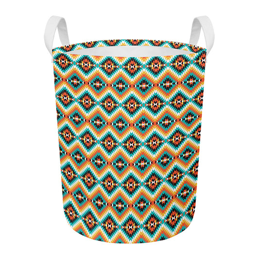 Ethnic Native American Pattern Print Round Laundry Basket