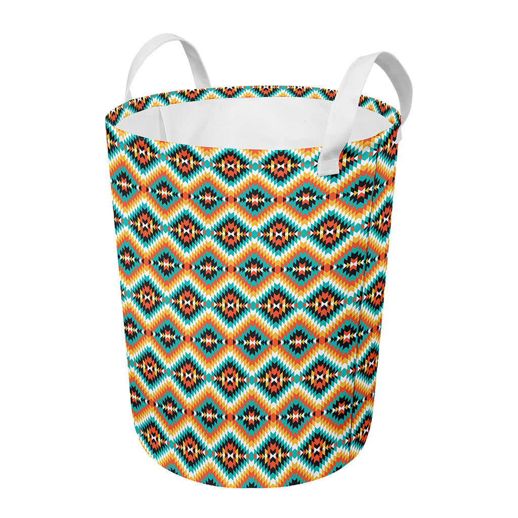Ethnic Native American Pattern Print Round Laundry Basket