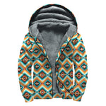 Ethnic Native American Pattern Print Sherpa Lined Zip Up Hoodie