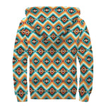 Ethnic Native American Pattern Print Sherpa Lined Zip Up Hoodie