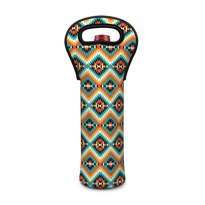 Ethnic Native American Pattern Print Single Neoprene Wine Tote
