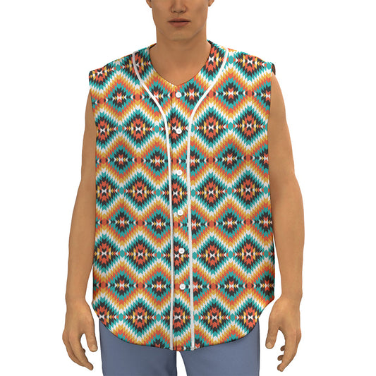 Ethnic Native American Pattern Print Sleeveless Baseball Jersey