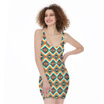 Ethnic Native American Pattern Print Sleeveless Bodycon Dress
