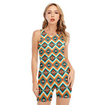 Ethnic Native American Pattern Print Sleeveless One Piece Swimsuit