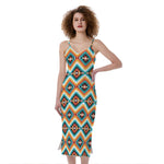 Ethnic Native American Pattern Print Slim Fit Midi Cami Dress