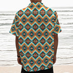 Ethnic Native American Pattern Print Textured Short Sleeve Shirt