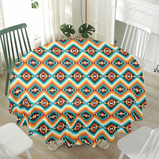 Ethnic Native American Pattern Print Waterproof Round Tablecloth