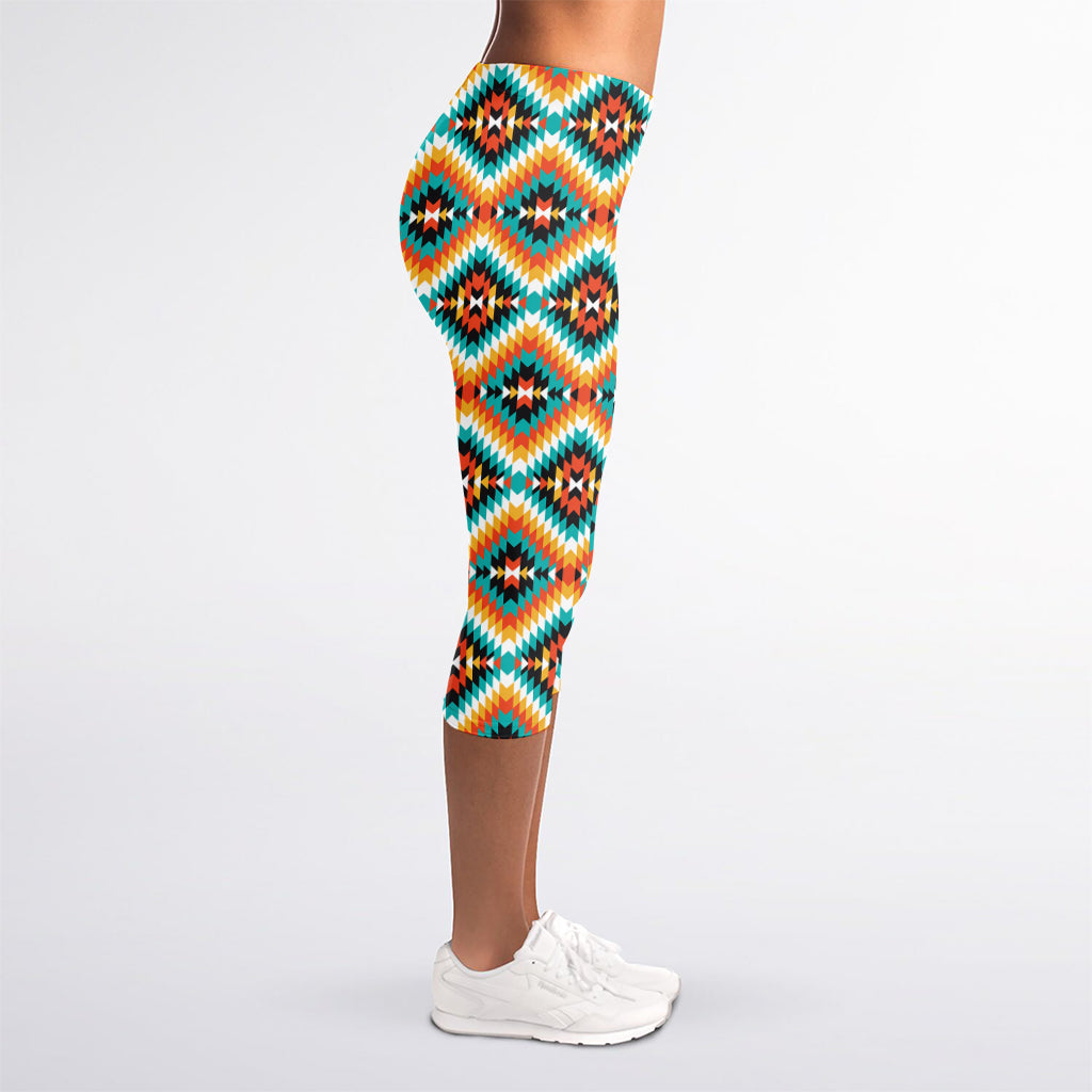 Ethnic Native American Pattern Print Women's Capri Leggings