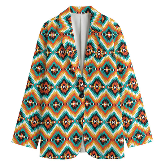Ethnic Native American Pattern Print Women's Cotton Blazer