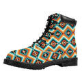 Ethnic Native American Pattern Print Padded Collar Lace Up Boots