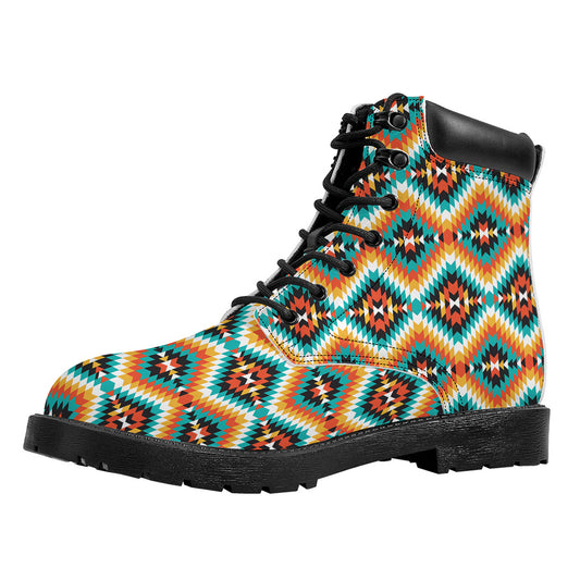 Ethnic Native American Pattern Print Work Boots