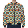 Ethnic Native American Pattern Print Zip Sleeve Bomber Jacket