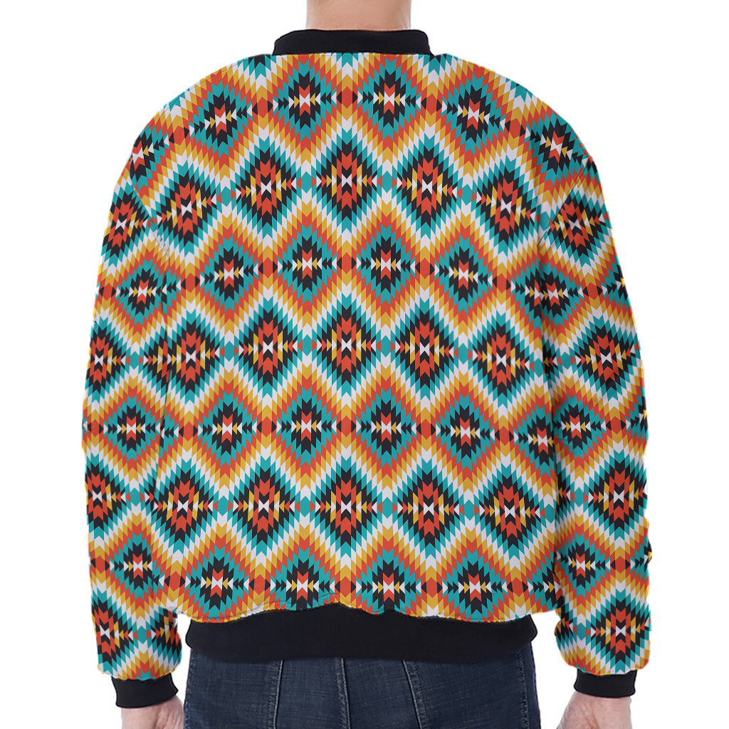 Ethnic Native American Pattern Print Zip Sleeve Bomber Jacket