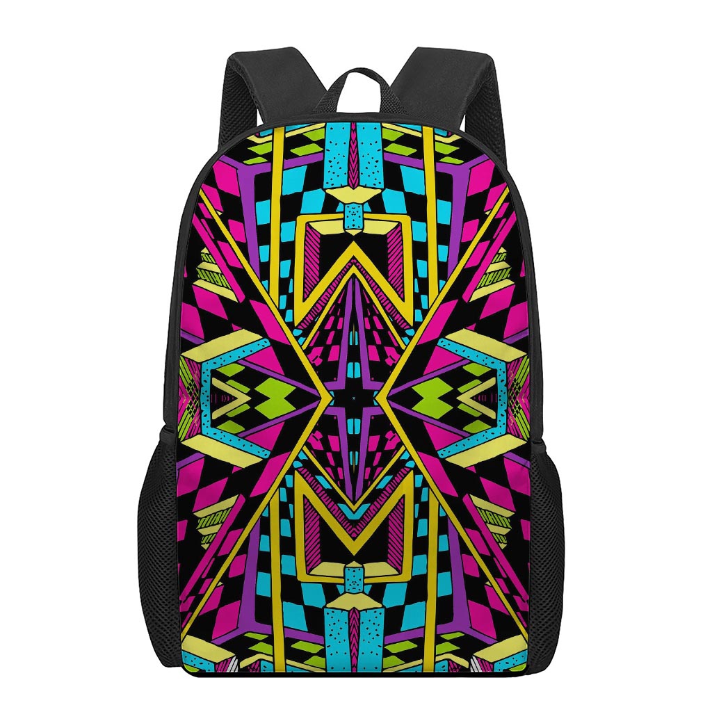 Ethnic Psychedelic Trippy Print 17 Inch Backpack