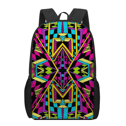 Ethnic Psychedelic Trippy Print 17 Inch Backpack