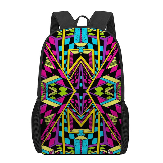 Ethnic Psychedelic Trippy Print 17 Inch Backpack