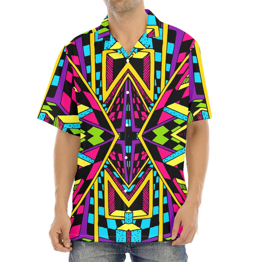 Ethnic Psychedelic Trippy Print Aloha Shirt