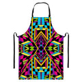 Ethnic Psychedelic Trippy Print Bib Apron With Pocket