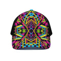 Ethnic Psychedelic Trippy Print Black Mesh Trucker Hat