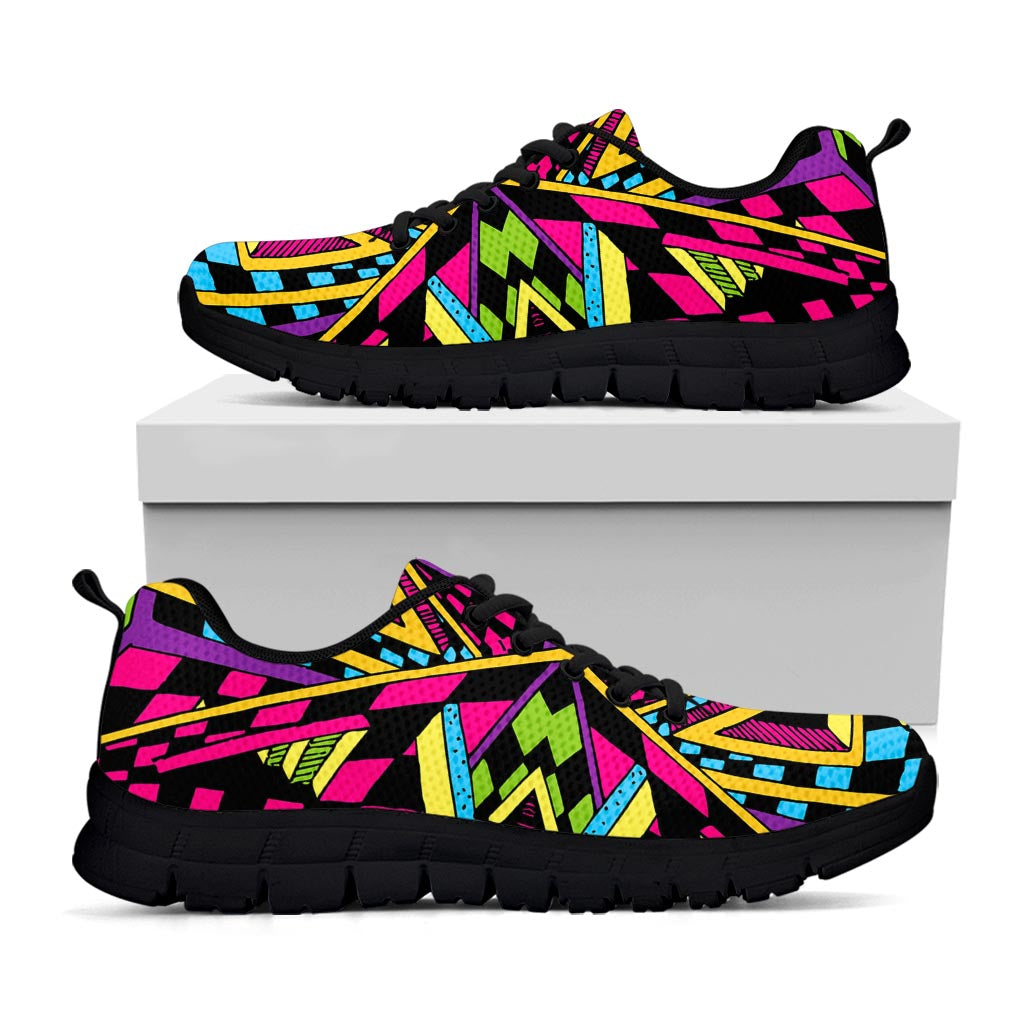 Ethnic Psychedelic Trippy Print Black Running Shoes