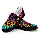 Ethnic Psychedelic Trippy Print Black Slip On Sneakers