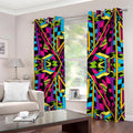 Ethnic Psychedelic Trippy Print Dimout Grommet Curtains