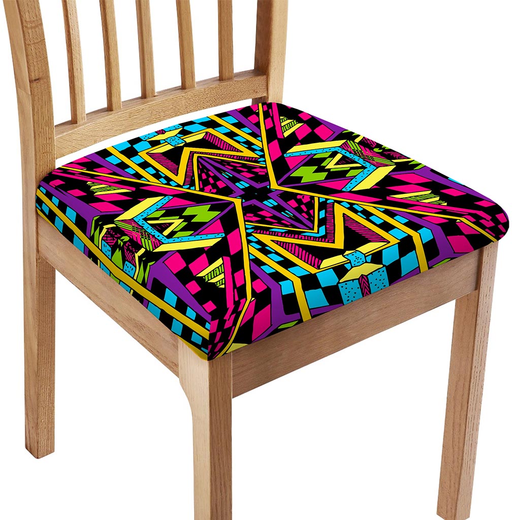 Ethnic Psychedelic Trippy Print Chair Cushion Cover