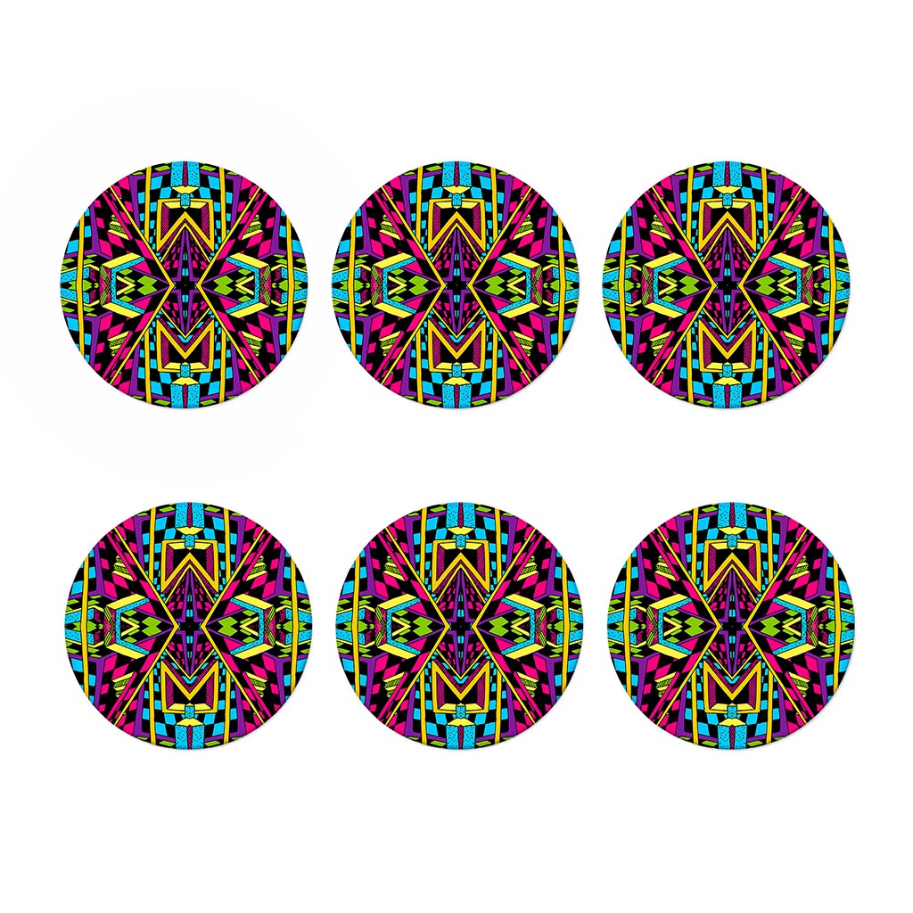 Ethnic Psychedelic Trippy Print Coaster Set