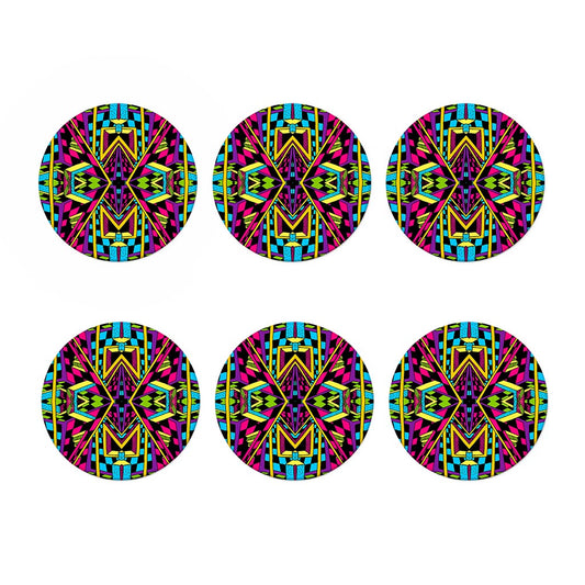 Ethnic Psychedelic Trippy Print Coaster Set