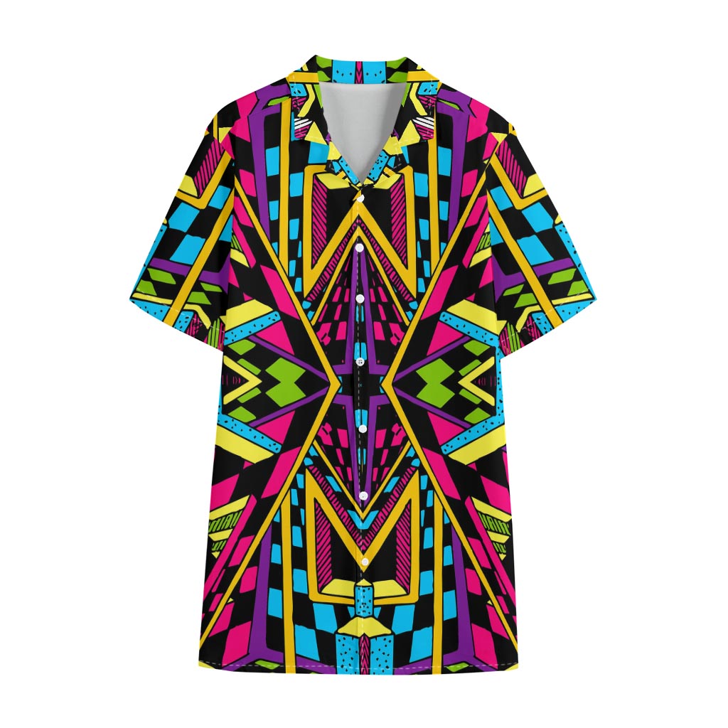 Ethnic Psychedelic Trippy Print Cotton Hawaiian Shirt