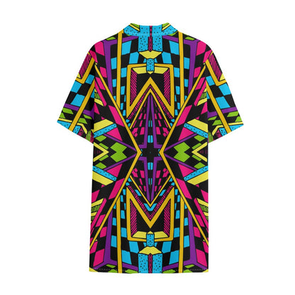Ethnic Psychedelic Trippy Print Cotton Hawaiian Shirt