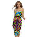 Ethnic Psychedelic Trippy Print Cross Back Cami Dress