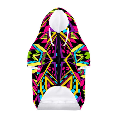 Ethnic Psychedelic Trippy Print Dog Zip Up Hoodie