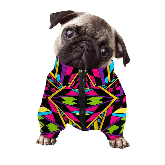Ethnic Psychedelic Trippy Print Dog Zip Up Jacket
