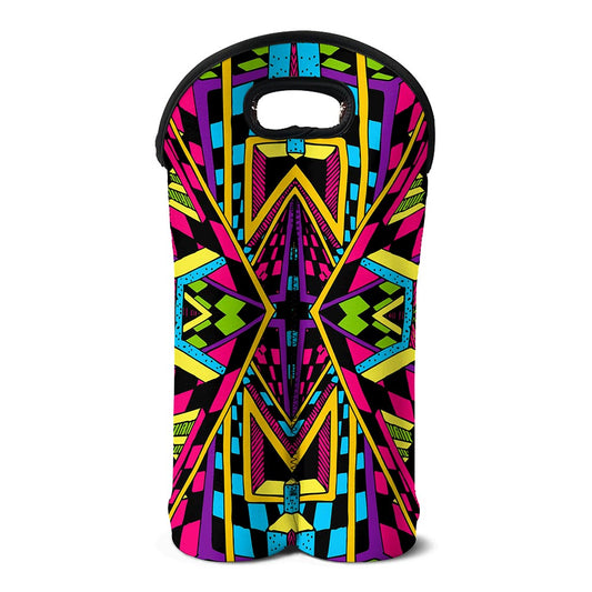 Ethnic Psychedelic Trippy Print Double Neoprene Wine Tote