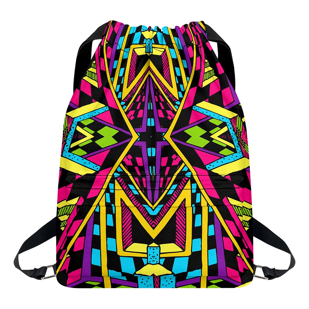 Ethnic Psychedelic Trippy Print Drawstring Backpack