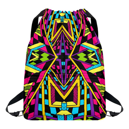Ethnic Psychedelic Trippy Print Drawstring Backpack