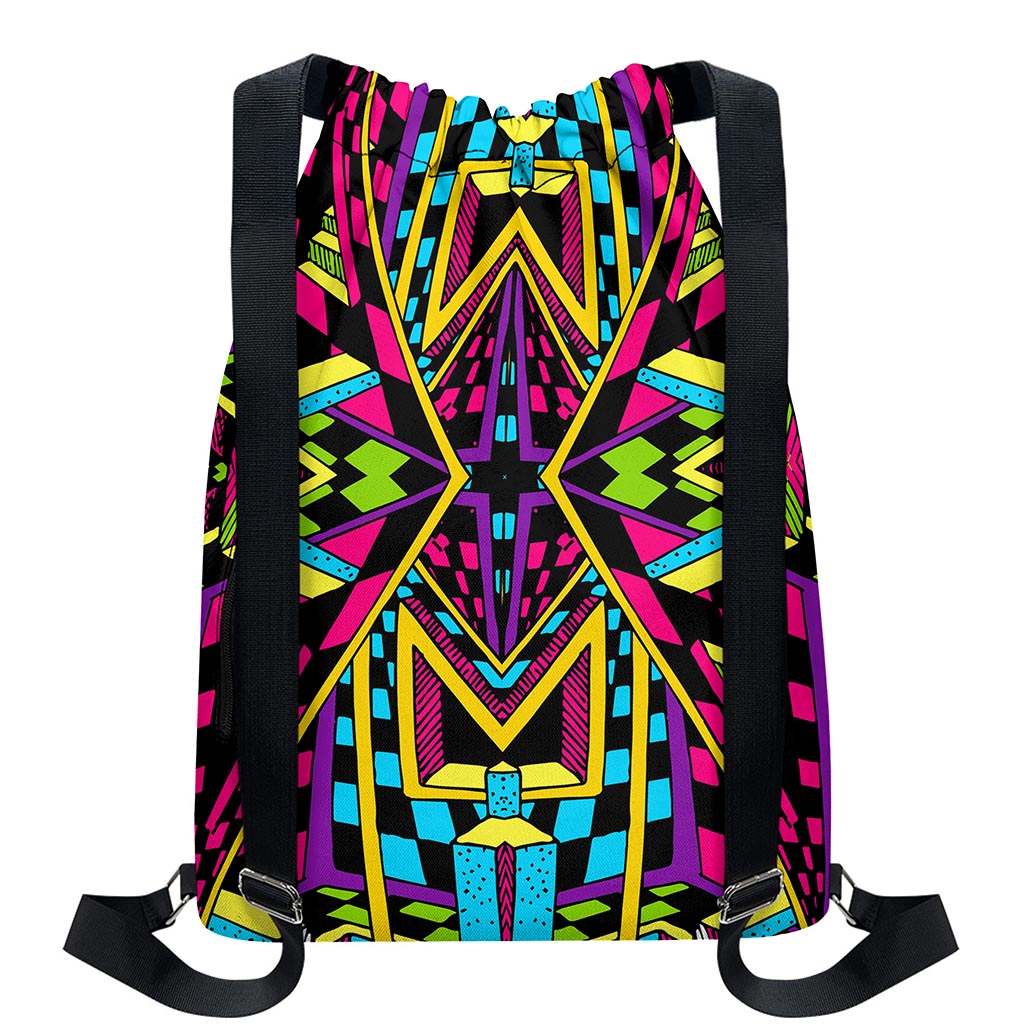 Ethnic Psychedelic Trippy Print Drawstring Backpack