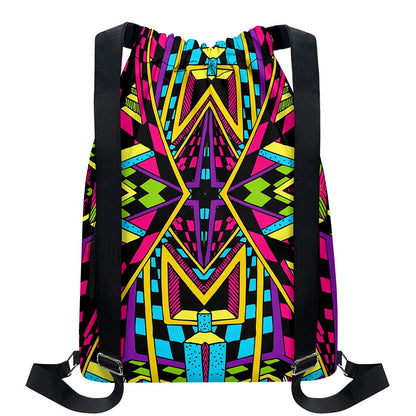 Ethnic Psychedelic Trippy Print Drawstring Backpack