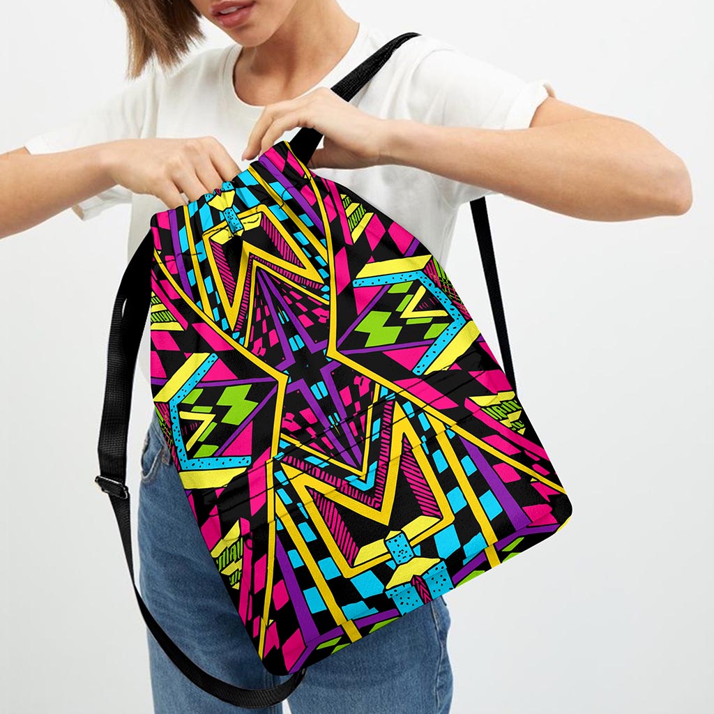 Ethnic Psychedelic Trippy Print Drawstring Backpack