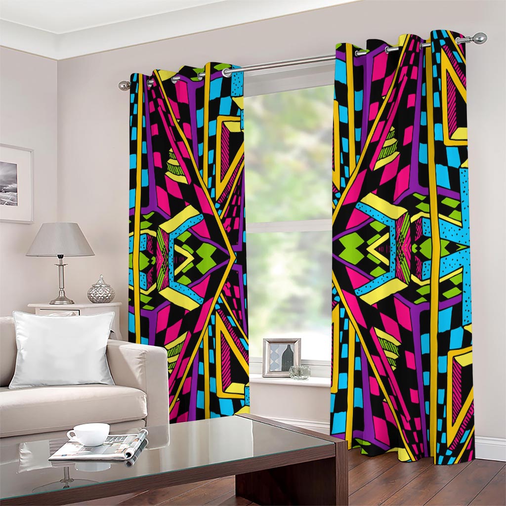 Ethnic Psychedelic Trippy Print Extra Wide Grommet Curtains