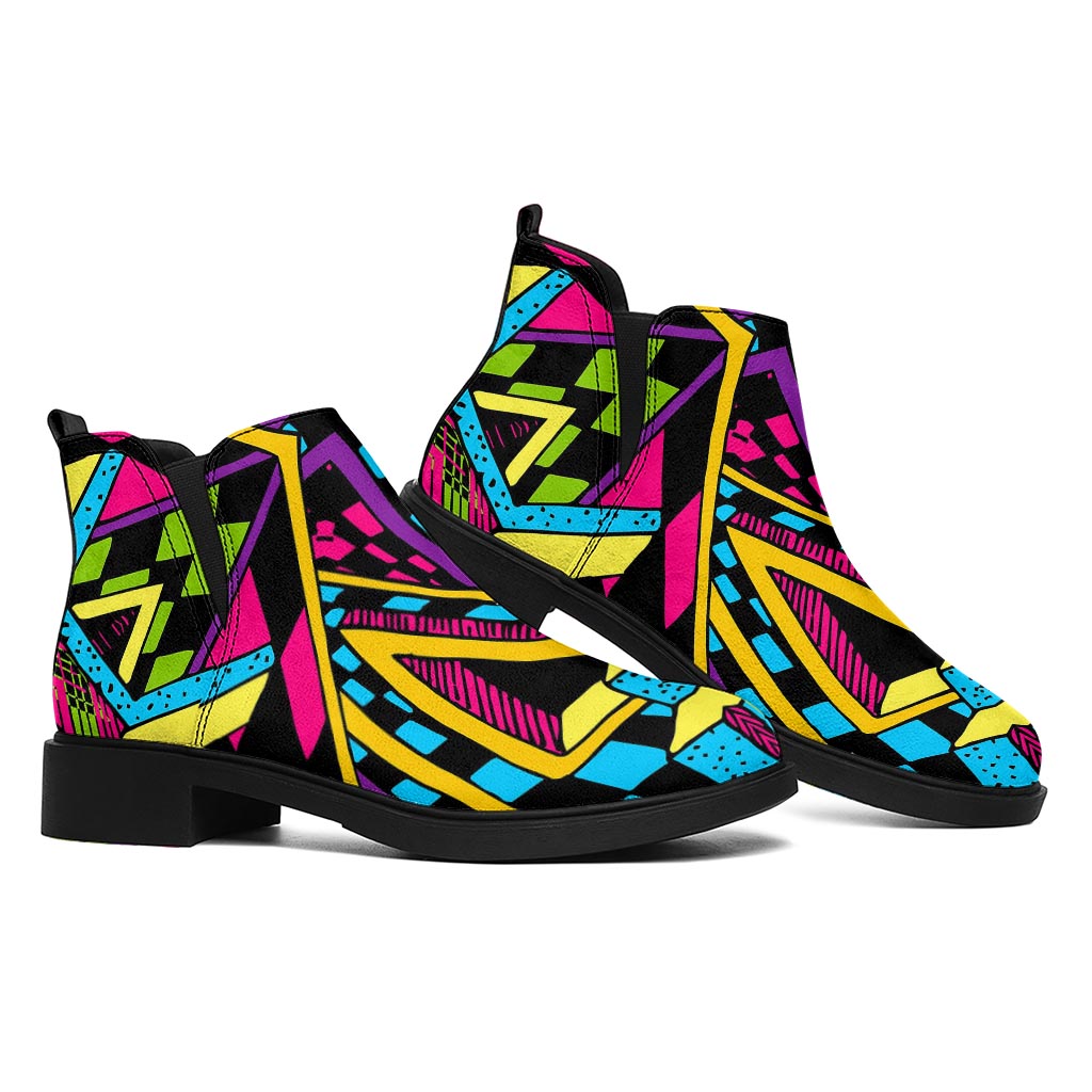 Ethnic Psychedelic Trippy Print Flat Ankle Boots