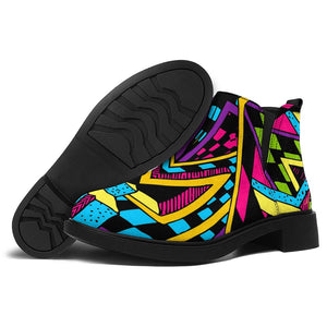 Ethnic Psychedelic Trippy Print Flat Ankle Boots