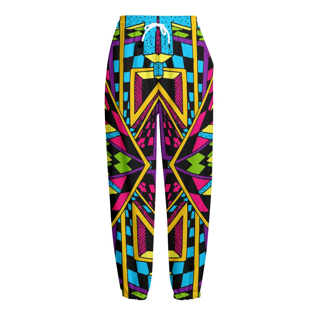 Ethnic Psychedelic Trippy Print Fleece Lined Knit Pants