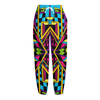 Ethnic Psychedelic Trippy Print Fleece Lined Knit Pants